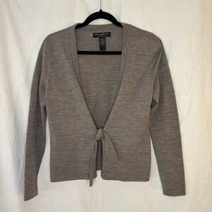 Marina Luna Petite 100% Merino Wool Cardigan with Tie. Size Petite Medium